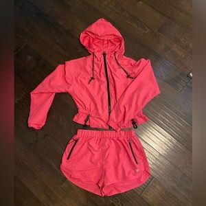 Forever 21. Pink Sport Outfit. Medium Shorts and Jacket with Pockets.